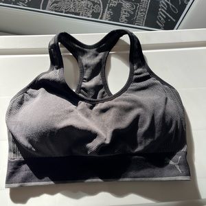 Puma sport bra black and gray, size L, strong and comfortable